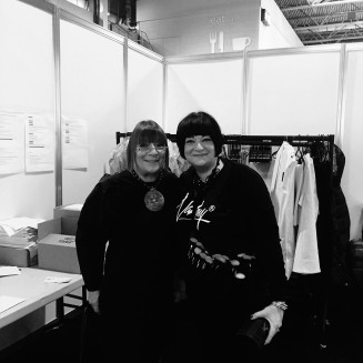 Nikki Taylor with Hilary Alexander OBE backstage at The Clothes Show